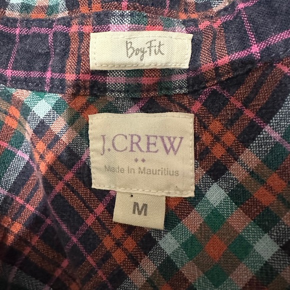 M J.Crew Factory Boy Fit Blue Plaid Button Down - Picture 3 of 4